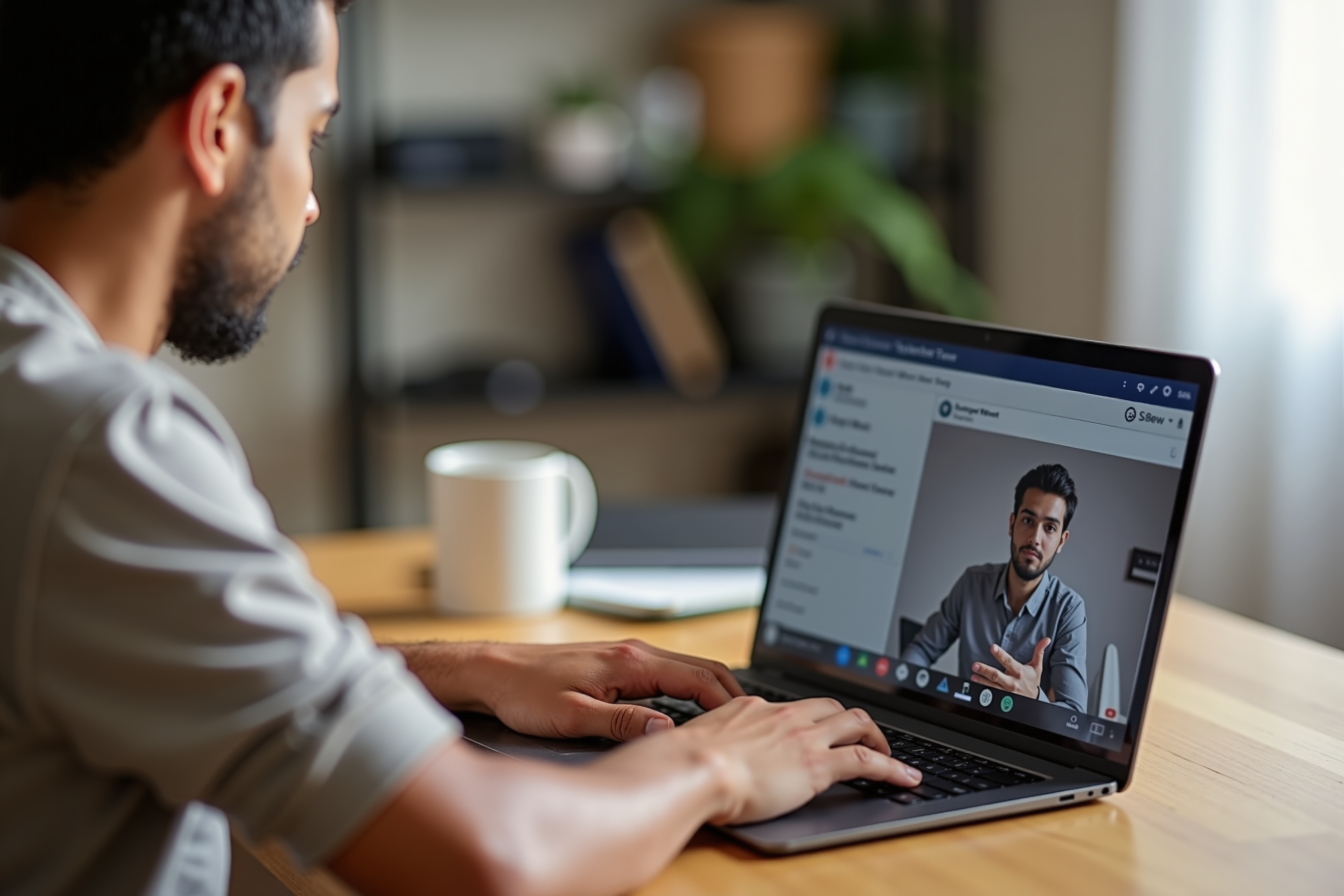 Person engaging in virtual career event